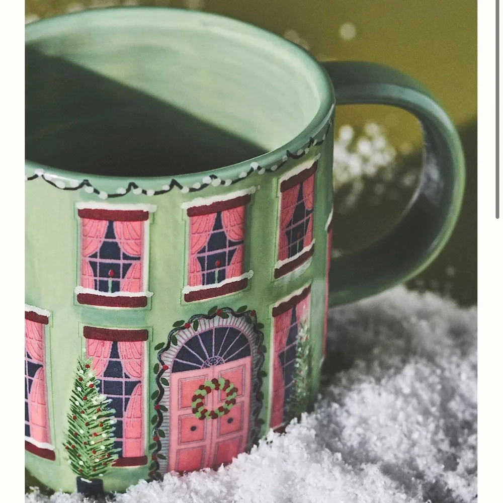 Anthropologie Chalet Village Holiday Christmas House Teapot & Two Mugs Set - Picture 8 of 10